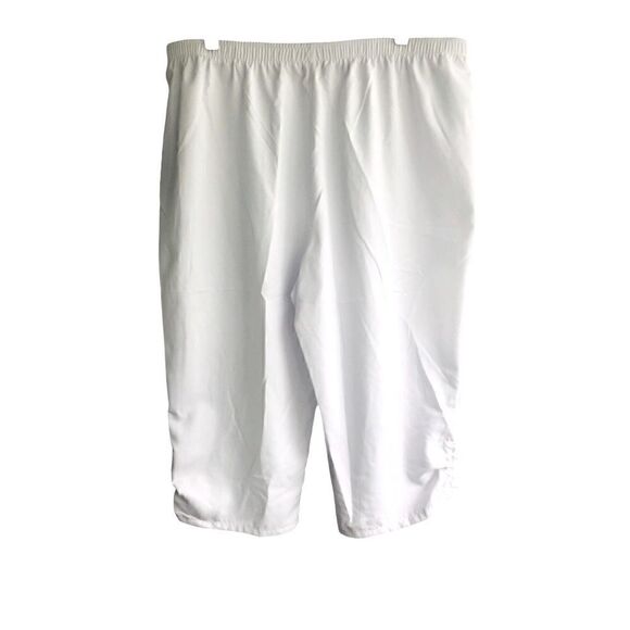 NWT Allison Daley Below-Knee White Pants Capris Elastic Waist Ruffle Legs String - Picture 2 of 5